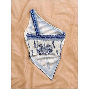 Women's Boho Asymmetrical <b>One</b> Shoulder Sleeveless Blouse Chiffon Vacation Wear Breathable Holiday <b>Top</b> - Product Image 4