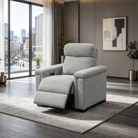 Canapé inclinable électrique moderne et élégant en tissu, avec fonction extensible et porte-gobelets, idéal pour les appartements et salons.