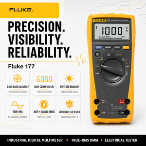 Testeur électrique industriel 177 True RMS 1000V haute précision, alimenté par batterie, garantie 1 an - Product Image 1