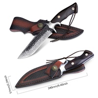 Cuchillo Táctico de Supervivencia Bowie Damascus, Hoja de Acero Inoxidable Personalizable, Mango de Madera G10, para Caza, Uso Diario, OEM Disponible, con Clip
