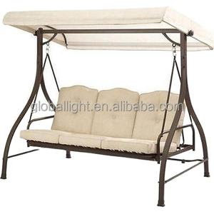 3 सीटें बेज आउटडोर स्विंग कुर्सी आँगन कुर्सी तकिया के साथ गर्म बिक्री के लिए - Product Image 3