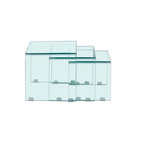 Ensemble de 3 tables basses et d'appoint de luxe en cube de canapé moderne cascade entièrement transparente pièces de 3 tables d'appoint en verre incurvé pour nid gigogne