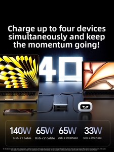 Ugreen negode ngân hàng điện 25000mAh 165W sạc nhanh với Built-in <span class=keywords><strong>USB</strong></span> C cáp, 4-Port máy tính xách tay sạc di động với hai cáp - Product Image 3