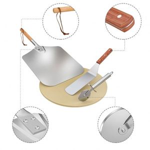 Piedra para <span class=keywords><strong>Pizza</strong></span> Rectangular de Cerámica, Molde Cuadrado para Hornear Pan, Utensilios Redondos de 12 Pulgadas para Horno, Base XL de Alta Resistencia al Calor, Molde para <span class=keywords><strong>Luna</strong></span> Llena de 11 Pulgadas, Madera - Product Image 6