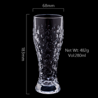 Chope à bière en verre cristal personnalisable de 280 ml - Design moderne, cadeau d'affaires, passe au lave-vaisselle, grande capacité, vaisselle réutilisable de qualité supérieure