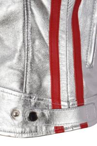 Custom 100% Genuine <b>Silver</b> Vintage Wax Nappa Leather <b>Women</b>’s <b>Jacket</b> Retro Wax Finish YKK Zipper Custom Brand Private Label OEM - Product Image 5