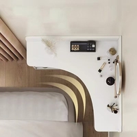 Meuble de toilette d'angle, mini, moderne, minimaliste, rangement intégré, station de maquillage triangulaire murale d'angle pour chambre à coucher
