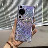 Pegatinas Transparentes de Cristal Láser con Diseño de Leopardo para la Parte Trasera del Teléfono, Película Decorativa Brillante y Colorida para Máquina de Corte con Plotter