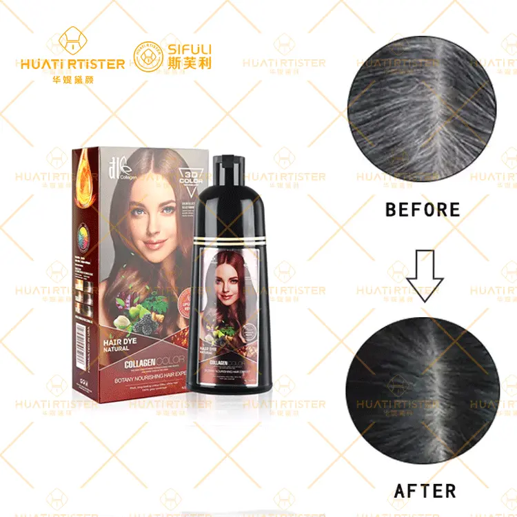 RTS Huati Sifuli VALERT fast color brown hair dye color professional organic herbal black hair coloring shampoo for gray hair