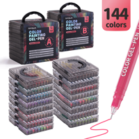 Languo Nouveau Coffret Cadeau de 144 Marqueurs Artistiques à Double Pointe Gambar Completo Stylos de Croquis et Journalisation Pack Luxe