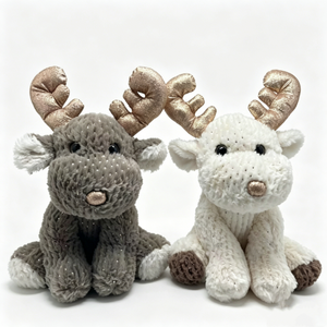 Juego de Peluches de Reno Personalizados, Pareja de Renos de Peluche con Brillantina, Lindos y Suaves Animales de Peluche de Reno - Halloween - Product Image 1