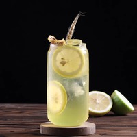 Verre en verre borosilicate de qualité alimentaire 12oz 16oz 20oz 24oz pour bière, boisson et jus, avec couvercle en bois et paille, direct usine