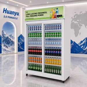 Réfrigérateur vertical <span class=keywords><strong>noir</strong></span> pour boissons, vitrine réfrigérée avec porte coulissante en verre, congélateur pour boissons froides pour supermarché - Product Image 5
