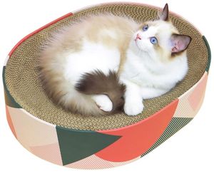 Kat Kartonnen Bed Loungebank Indoor Katten Ovale Vorm Kitty Krabpad Recycle Corrugate Scratcher - Product Image 1