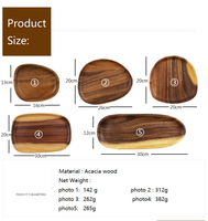 Accessoires de cuisine irréguliers ensemble d'assiettes en bambou assiette en bois assiette de service en Acacia 5 pièces