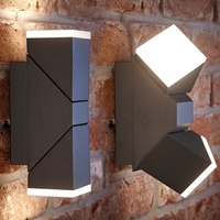 Appliques murales d'extérieur applique en aluminium moderne étanche 12W haut vers le bas noir carré réglable LED porche Patio éclairage mural