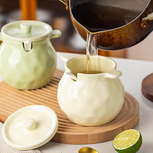 โถเซรามิกเฉาโจวพร้อมฝาปิดสำหรับเก็บเครื่องปรุงรสเหลว 1.5 ลิตร ภาชนะใส่เครื่องปรุงในครัว - Product Image 3