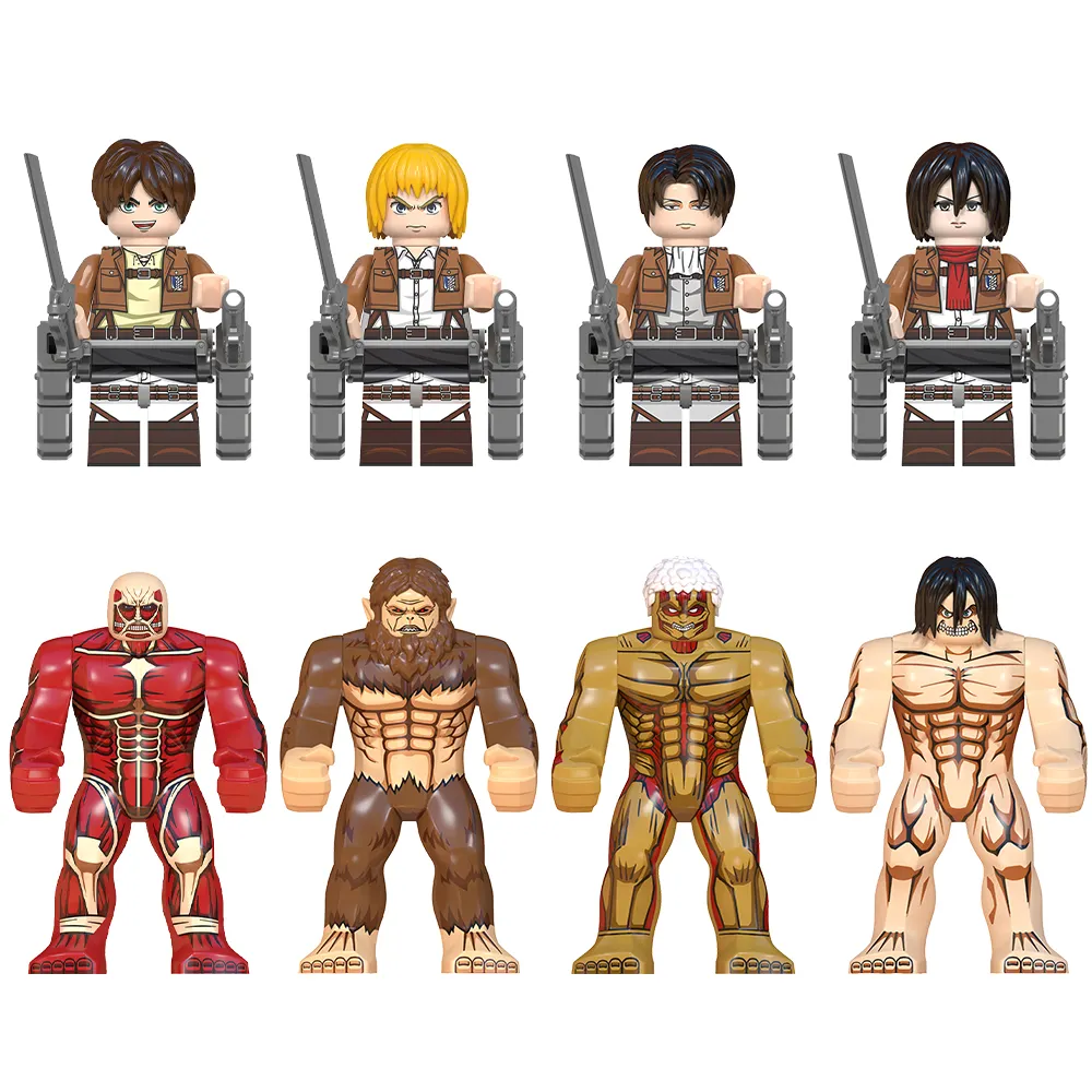 WM6148 Japanese Attack On Titan Attacking Giant Armin Eren Lilwell Ackerman Anime Building Block Figures Kids Toys Juguetes