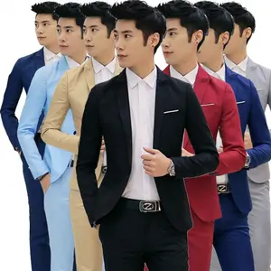 2024 yeni çin'de yapılan moda kore erkek günlük giysi gençlik renkli uzun kollu ince küçük takım erkekler ofis işleri