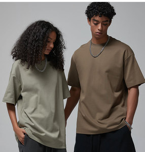 Camisetas de cuello redondo con logotipo personalizado de 230g de alta calidad para hombre, camisetas de algodón liso de nailon de gran tamaño, estilo informal, sensación fresca, Manga corta estampada - Product Image 2