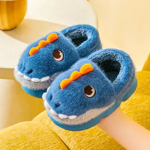 Neues Design Kinder Baumwoll pantoffeln Dinosaurier Cartoon Thick Bottom Plüsch pantoffeln für Kinder