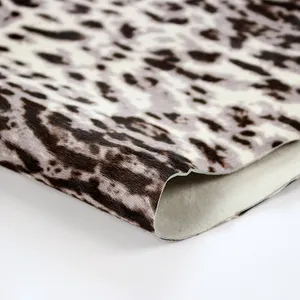 Snow Leopard Print Chinese Cowhide Leather Fur Fabric Speckled Cow Hide