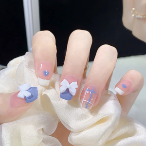 <span class=keywords><strong>Uñas</strong></span> <span class=keywords><strong>postizas</strong></span> de ataúd color lavanda <span class=keywords><strong>con</strong></span> lazo blanco, corazón, cuadros y cruz, reutilizables, estilo Ins, <span class=keywords><strong>con</strong></span> <span class=keywords><strong>pegamento</strong></span>, 24 piezas - Product Image 1
