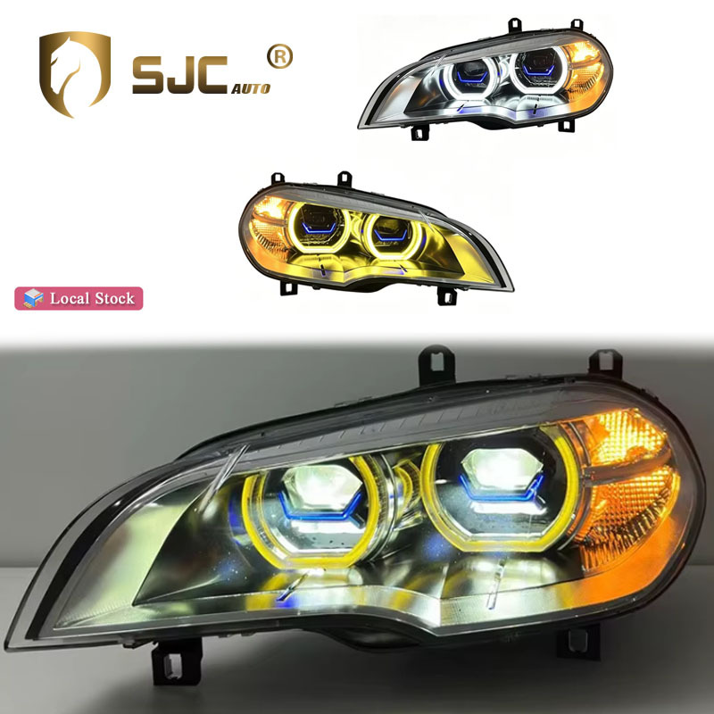 Sjc Laser-Style Dual-Color LED Headlight Assembly For BMW X5 E70 Yellow White DRL