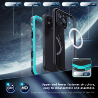 Coque de téléphone étanche anti-chute de 2 mètres pour iPhone 16 Pro Max Chargement sans fil Coque magnétique