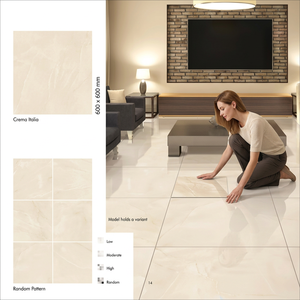 กระเบื้องพอร์ซเลน Corfu Gris ขนาด 600x600 มม. ผิวมันเงา ลายหินอ่อนสีเทา สำหรับปูพื้น ขนาด 60x60 ซม. - Product Image 3