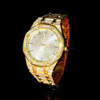 Coffret Cadeau Montre Homme Iced Out avec Bracelet et Collier Hip Hop, Chaîne Miami Cuban Link pour Homme, Bijoux