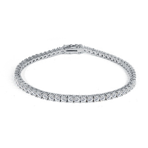 <span class=keywords><strong>Bracciali</strong></span> <span class=keywords><strong>in</strong></span> Moissanite e Diamanti Placcati Oro Bianco <span class=keywords><strong>in</strong></span> <span class=keywords><strong>Argento</strong></span> <span class=keywords><strong>925</strong></span> Lucidato a Specchio, 3mm, 6/6.5/7/7.5/8 Pollici, per Donna e <span class=keywords><strong>Uomo</strong></span> - Product Image 1
