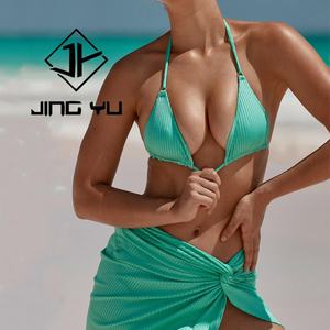 Traje de Baño de Nylon Reciclado Personalizado de Diseñador, Bikini Micro de Lujo, Ropa de Playa de Verano para Mujer, Color Verde - Product Image 1