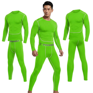 MERITORIOUS INTERNATIONAL Men's Green Long Sleeve Gym <b>Shirt</b> Pants Set Sporty <b>Geometric</b> Pattern Quick-Dry Knitted Spandex Cotton - Product Image 6