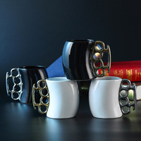 Nouveaux produits 2026 : Tasse à café créative en céramique de 400 ml avec poignée, motif Brass Knuckle Duster, personnalisable
