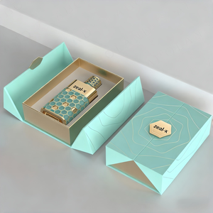 Boîte de présentation de parfum en <span class=keywords><strong>carton</strong></span> à double porte, design de luxe <span class=keywords><strong>vert</strong></span> laqué brillant, pour la vente en gros - Product Image 2