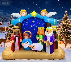 Crèche <span class=keywords><strong>de</strong></span> Noël gonflable <span class=keywords><strong>de</strong></span> 7 pieds avec anges et moutons - Product Image 1