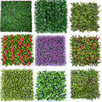 JS 3D stéréoscopique mélange herbe panneau mural verdure feuilles fleurs plante artificielle mur pour mur Art décoration