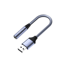 Veggieg 0.65 Feet Kartu Suara Eksternal Jack USB Audio Adapter dengan Konverter Stereo Aux 3.5mm untuk Headset Laptop Linux Desktop