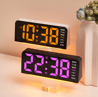 YIDA TIME Grande horloge numérique LED avec veilleuse, date, réveil multifonctionnel numérique de table avec calendrier, semaine et fonction snooze