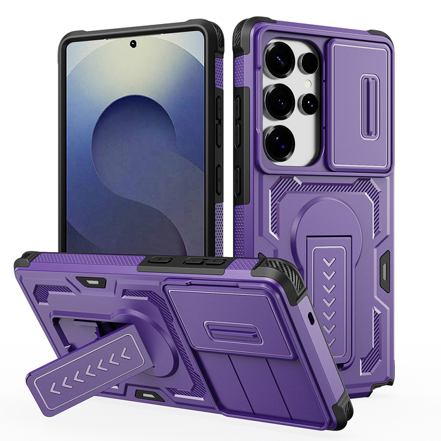 Camera Lens Protector 2 in 1 Hard PC Protective Phone Case for Samsung Galaxy A36 with Kickstand Shockproof
