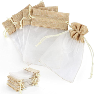 Sacchetti in organza di lino 10x15 cm con coulisse per caramelle e conservazione, sacchetti in tela di lino organza con coulisse per imballaggio e giunzione - Product Image 1