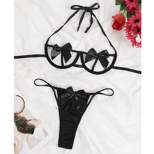 Женское кружевное нижнее белье с бантом - Product Image 6