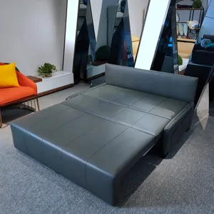 Mewah Morden Kulit Sofa Bed Sofa Cum Tidur Sectional Sofa Bed