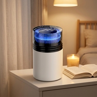 Humidificateur portable de bureau à ions négatifs avec batterie électrique, humidistat, lumières LED à changement de couleur, rechargeable par USB pour chambre à coucher
