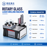 Machine de perçage laser rotative industrielle JINGWANG LASER 7x24 pour bouteilles, bocaux et tubes en verre, 120W/200W, 220V, haut niveau de sécurité