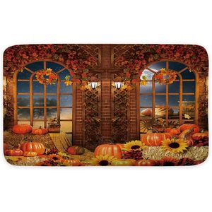 Alfombra de Baño de Franela Antideslizante con Estampado de Calabaza de Otoño y Letras de Acción de Gracias, 17x29, Efecto Seco, Decoraciones Navideñas de Otoño - Product Image 2