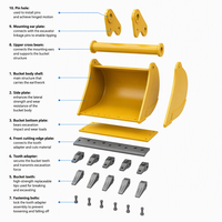 Bucket Penggali Tepi Bolt-On untuk Excavator Mini 1.5-4 Ton, Bucket Tepi yang Dapat Diganti untuk Sewa dan Pekerjaan Lanskap