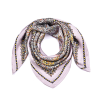 Square Scarf Square Custom Made Digital Print Custom Logo Luxury 90x90 Square Satin Silk Head Scarf Private Label