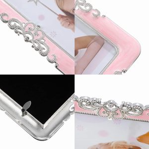 Màu hồng men hình ảnh khung kim loại với mạ bạc và đồ trang sức, quyến rũ khung ảnh 5x7 inch - Product Image 5